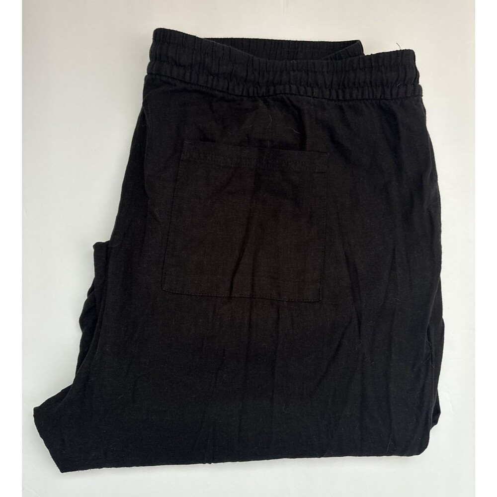 Women's Old Navy Pants Black Wide Leg Comfort Waist Linen Viscose Sz XXL